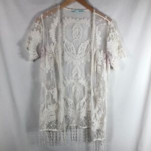 Maurices Lace Cardigan With Fringe Size 